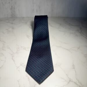 Mens Tie Navy Blue Red Polka Dot Narrow